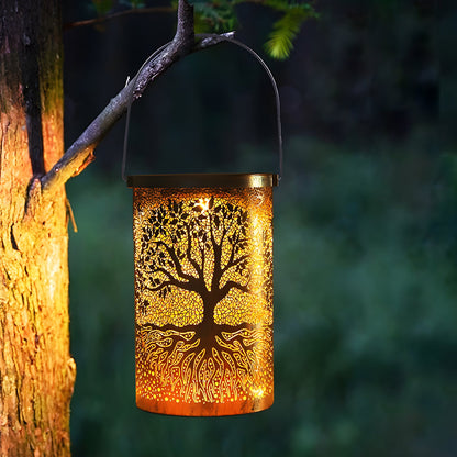 Outdoor Solar Powered Hanging Lanterns Set
