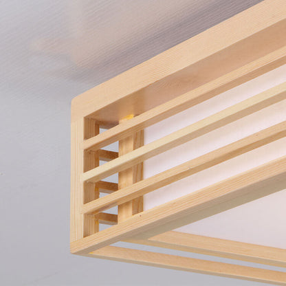 Sleek LED Ceiling Light Wooden Beige Modern Room Fixture
