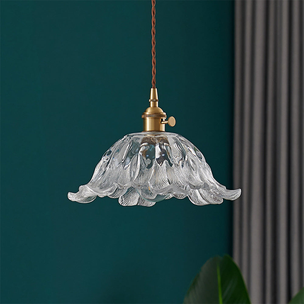 Elegant Floral Hanging Glass Lamp