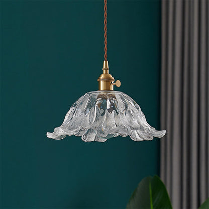 Elegant Floral Hanging Glass Lamp