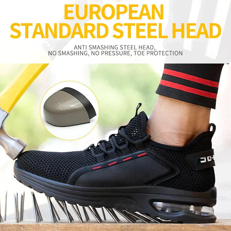Lightweight Steel Toe Work Boots with Slip Resistant Soles
