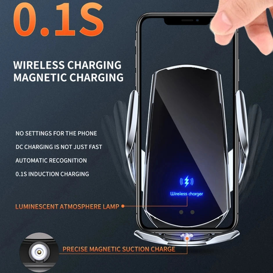 Wireless Car Charger Mount with Auto Clamp Fast Charging