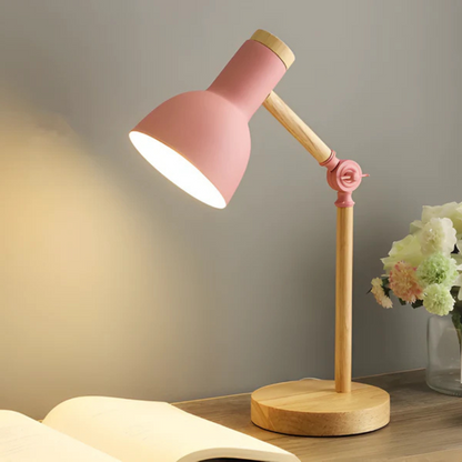 Versatile Wooden Desk LED Lamp with Adjustable Arm