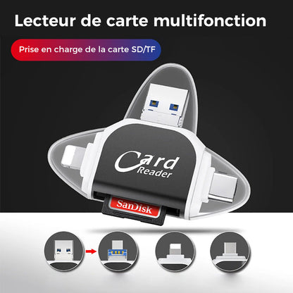 Compact 4-in-1 SD TF Memory Card Adapter