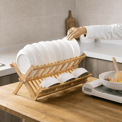 Compact Bamboo Foldable Dish Rack
