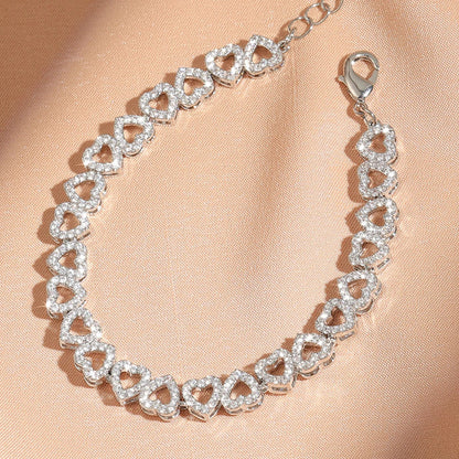 Sparkling Heart Diamond Chain Bracelet