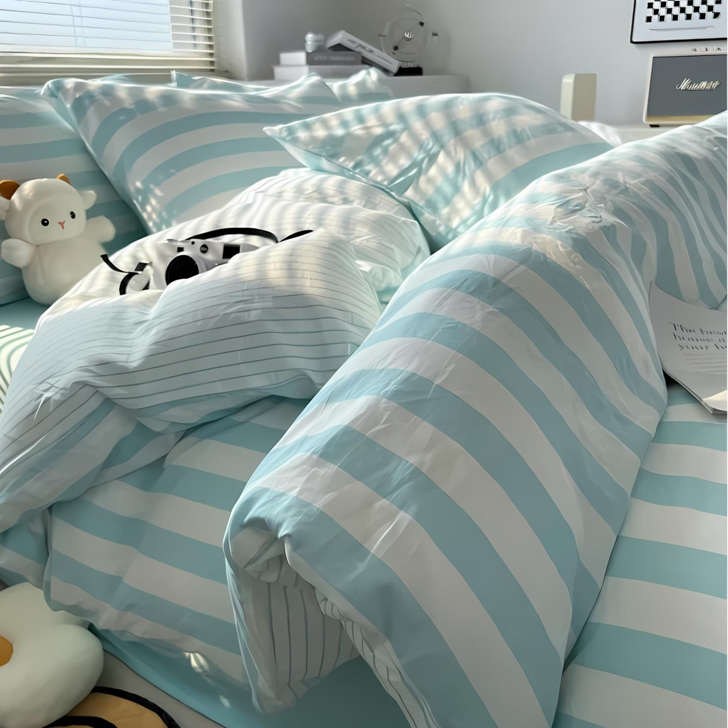 Timeless Stripe 4 Piece Bed Sheet Set Duvet Cover