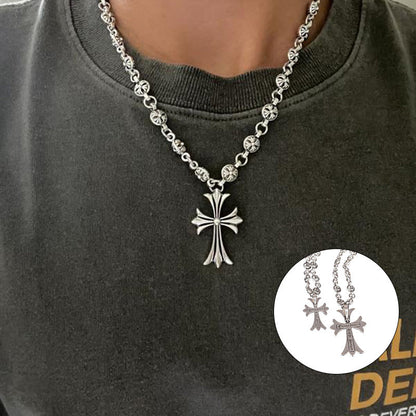 Dark Cross Silver Chain Necklace