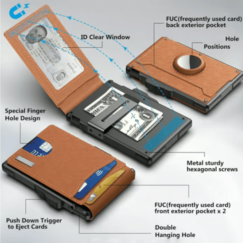 Premium Leather AirTag Wallet Card Holder