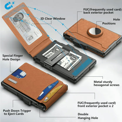 Premium Leather AirTag Wallet Card Holder