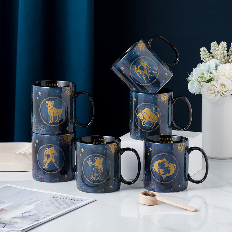 Navy Blue Astrology Ceramic Coffee Mug
