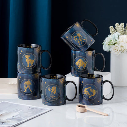 Navy Blue Astrology Ceramic Coffee Mug
