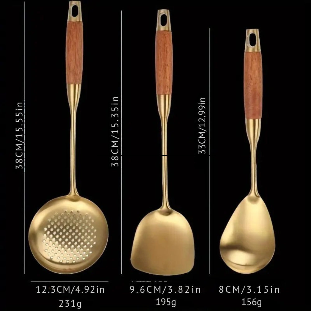 Premium Golden Cooking Utensil 6 Piece Set