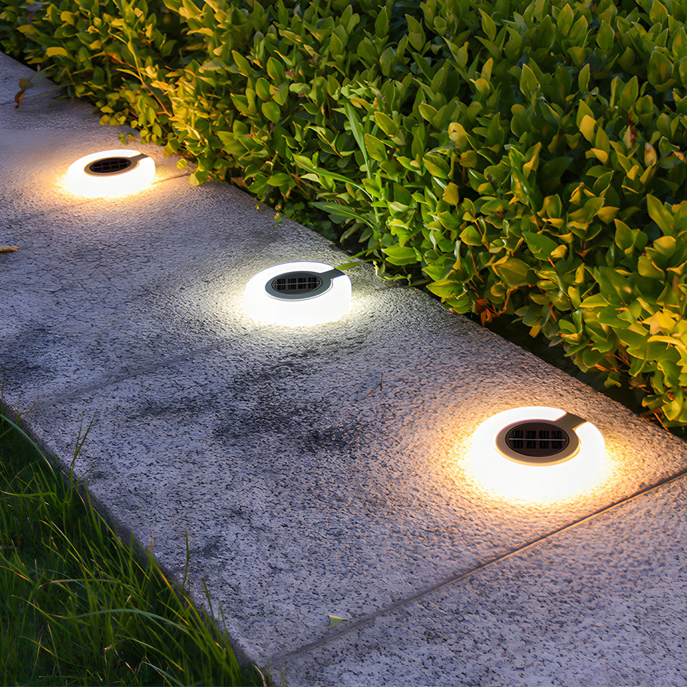 4PCS Round Folding Solar Patio Lamp Set - Contemporary Outdoor Lights