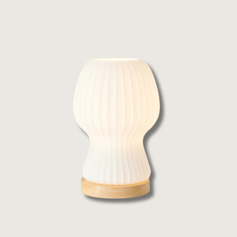Sleek Glass Table Lamp with Wood Base - Cofik