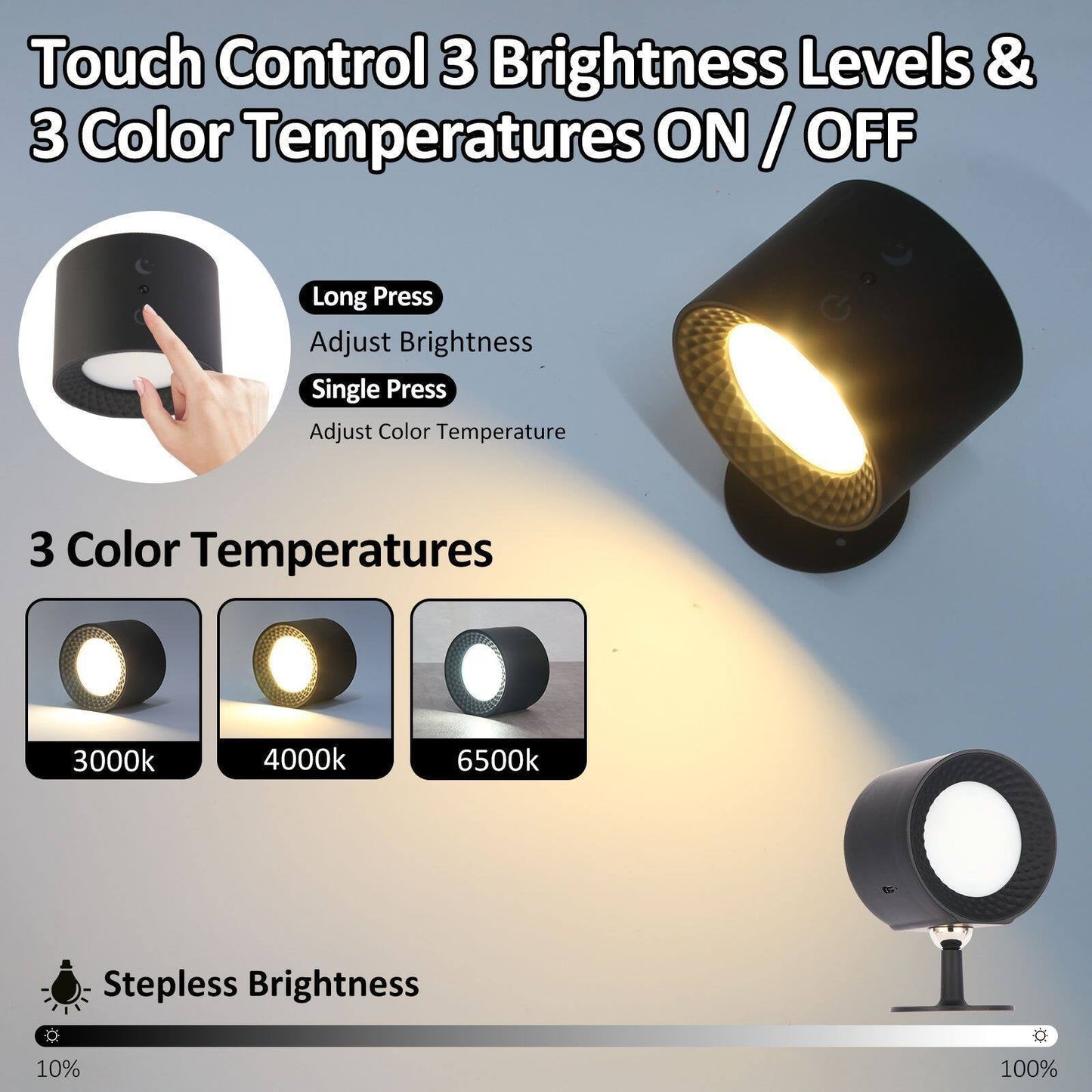 Versatile Stick-On Dual LED Wall Light