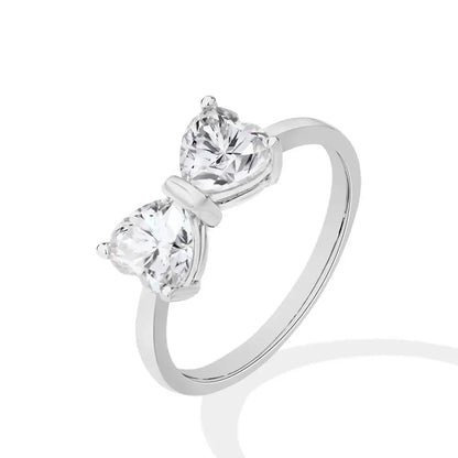 Elegant Sterling Silver Bow Moissanite Ring