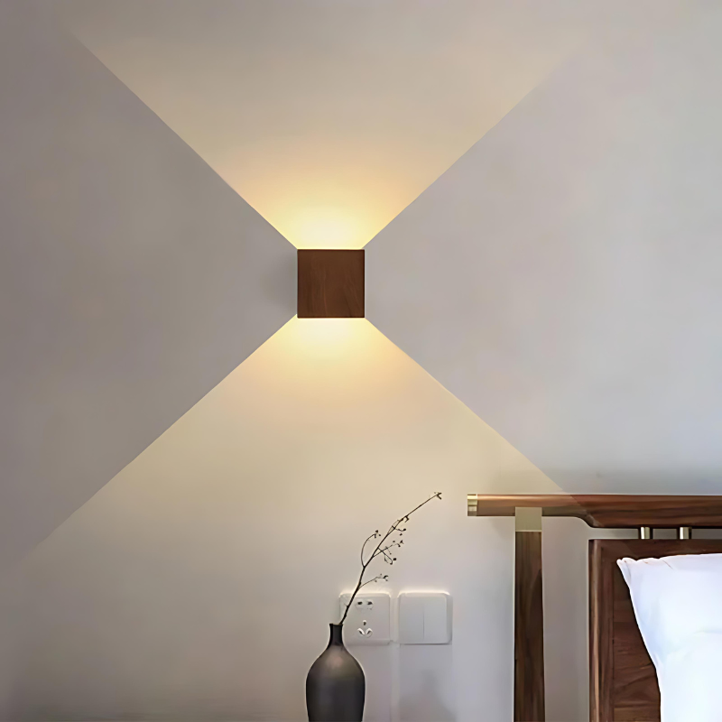 Rustic Wood Square Wall Light