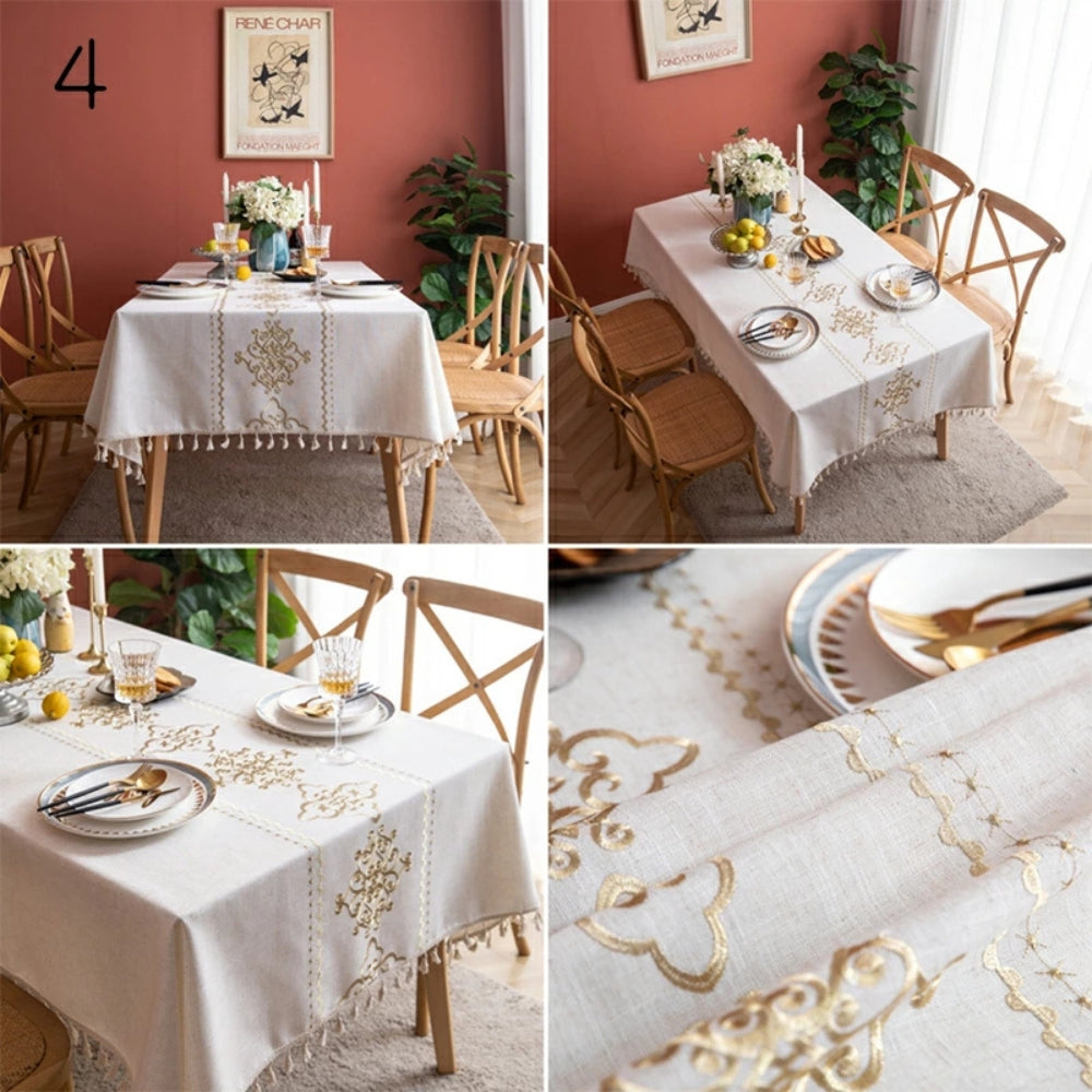 Elegant Embroidered Dining Table Cover