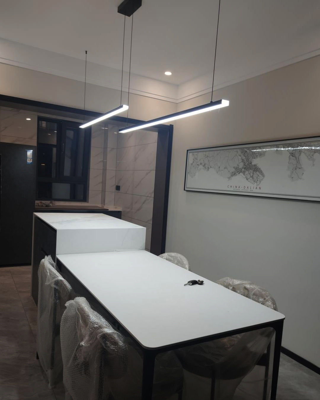 Sleek Metal Kitchen Island LED Pendant Light