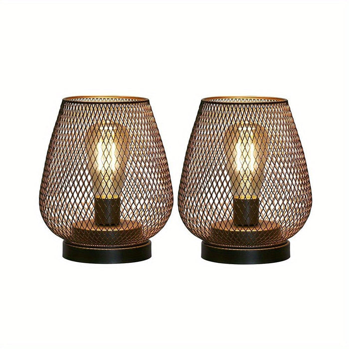 Rustic Metal Table Lamp Set - Vintage Style Warm Lighting