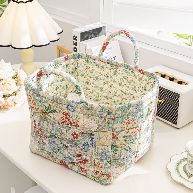 Rustic Woven Fabric Storage Basket
