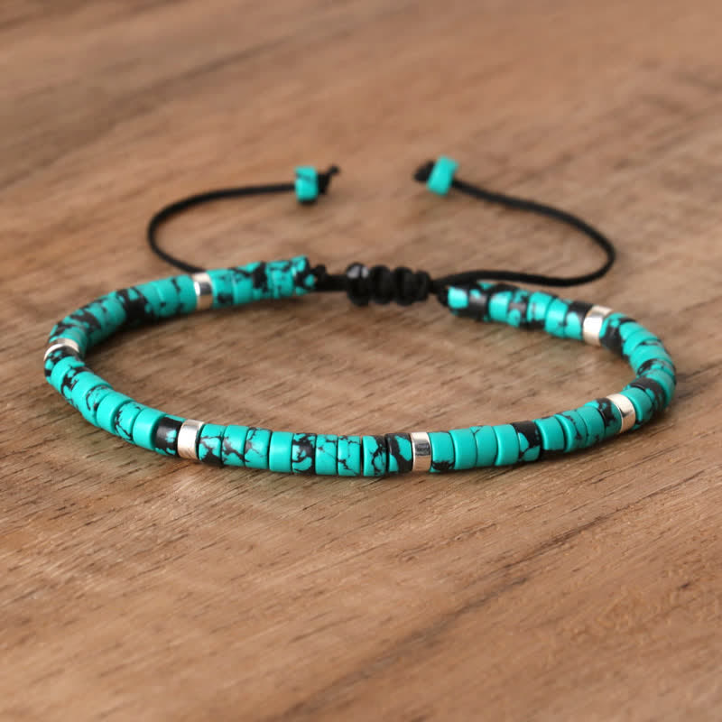 Bohemian Stone Beaded Bracelet with Natural Rollers