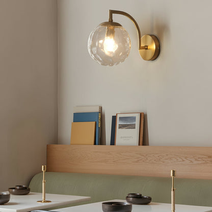 Contemporary LED Wall Light with Curved Arm Glass Shade