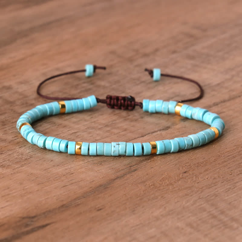 Bohemian Stone Beaded Bracelet with Natural Rollers