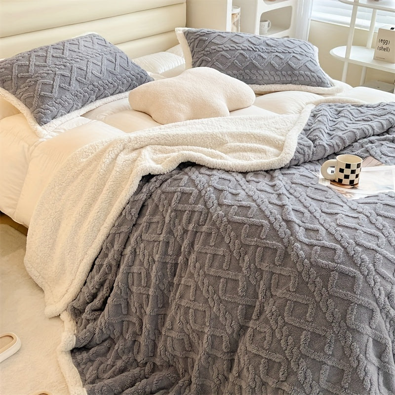 Warm Plush Reversible Fleece Throw Blanket