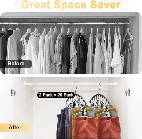 Compact 2-Piece Legging Hangers with 20 Clips