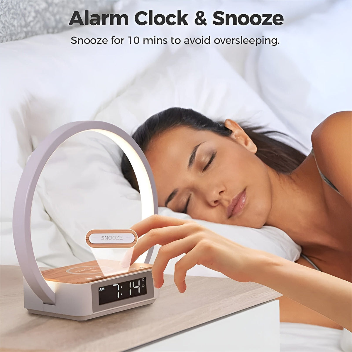 Smart Table Lamp with Wireless Charging and Clock