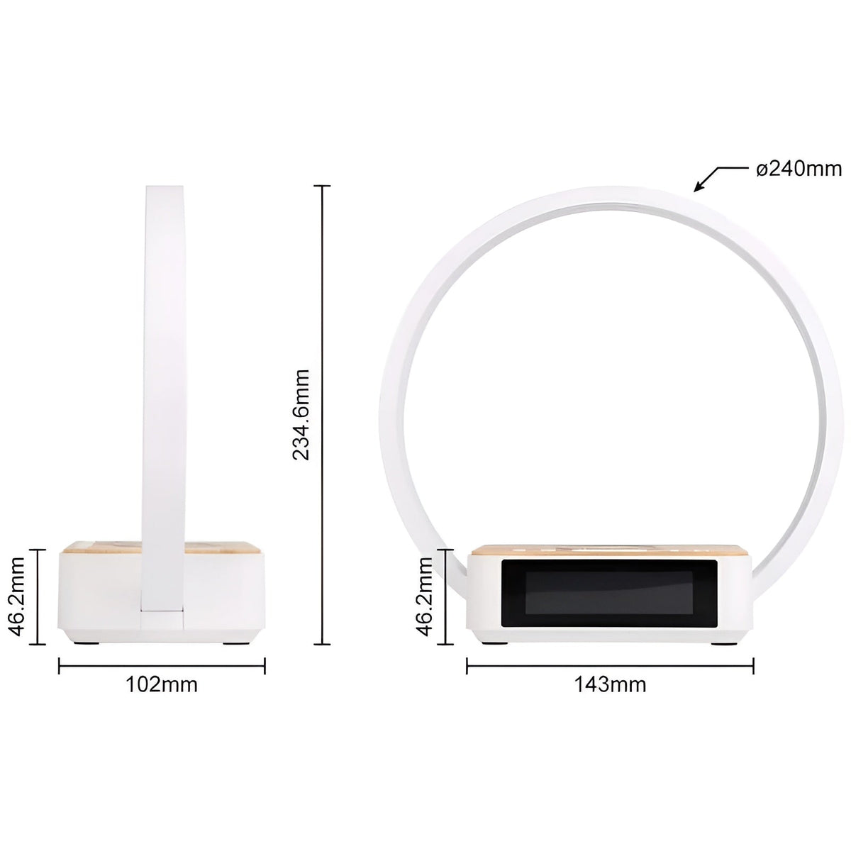 Smart Table Lamp with Wireless Charging and Clock