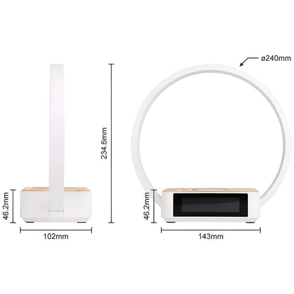 Smart Table Lamp with Wireless Charging and Clock