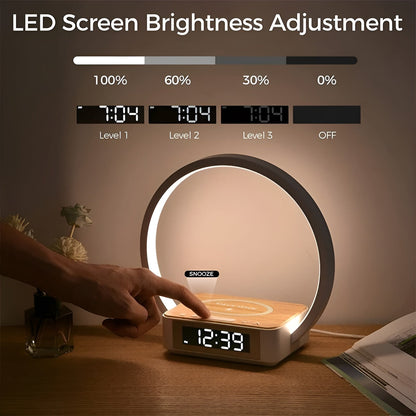 Smart Table Lamp with Wireless Charging and Clock