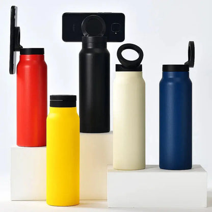 Insulated Travel Mug with Phone Stand and Lid