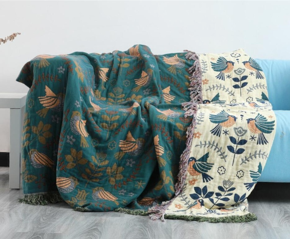 Ultra Soft Plush Bird Pattern Throw Blanket
