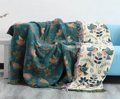 Ultra Soft Plush Bird Pattern Throw Blanket