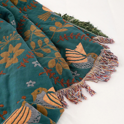 Ultra Soft Plush Bird Pattern Throw Blanket