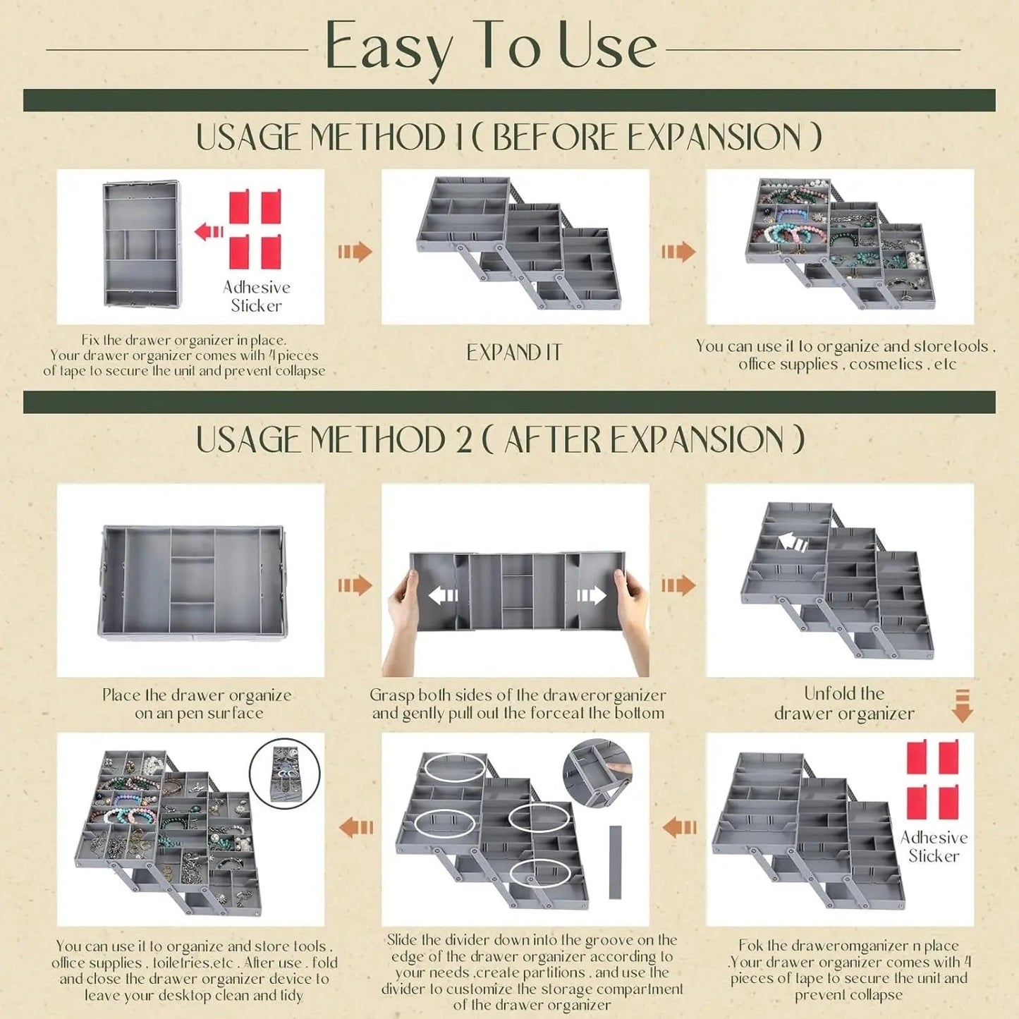 Space Saving 3 Tier Drawer Organizer System