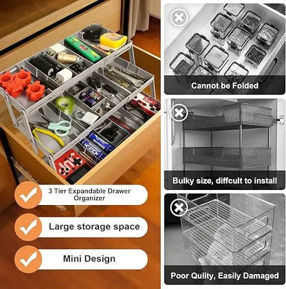 Space Saving 3 Tier Drawer Organizer System