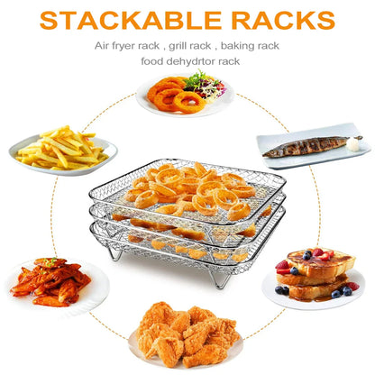 Space Saving 3 Layer Metal Air Fryer Tray