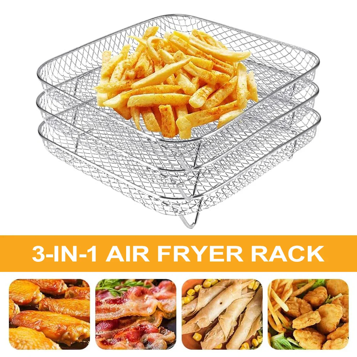Space Saving 3 Layer Metal Air Fryer Tray
