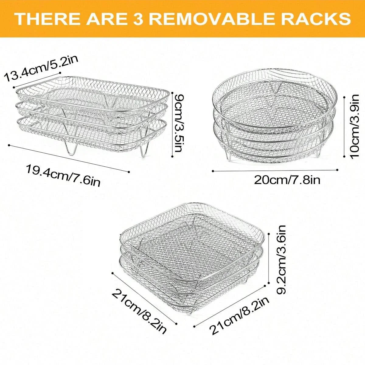 Space Saving 3 Layer Metal Air Fryer Tray