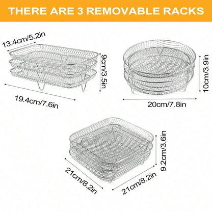 Space Saving 3 Layer Metal Air Fryer Tray