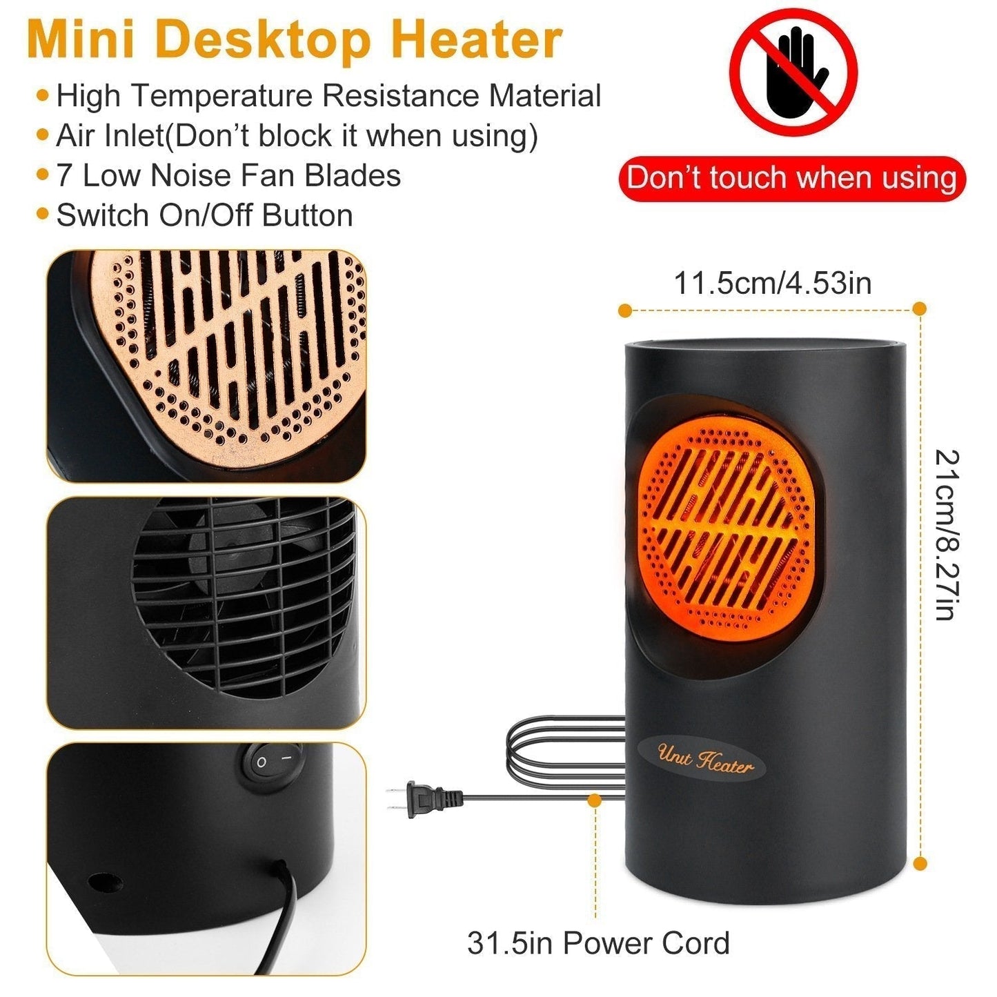 Compact 300W Personal Electric Space Heater