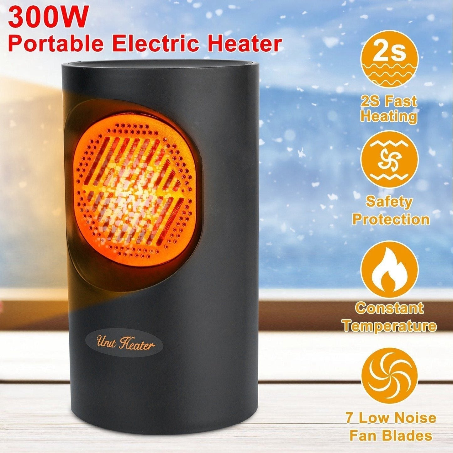 Compact 300W Personal Electric Space Heater
