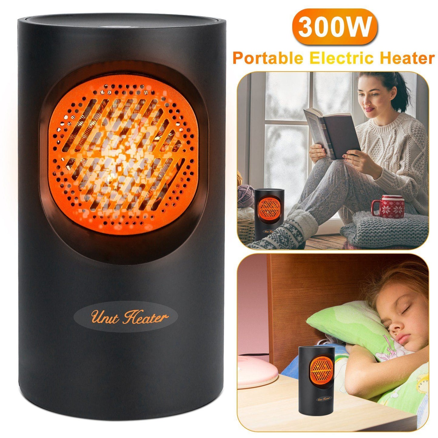 Compact 300W Personal Electric Space Heater