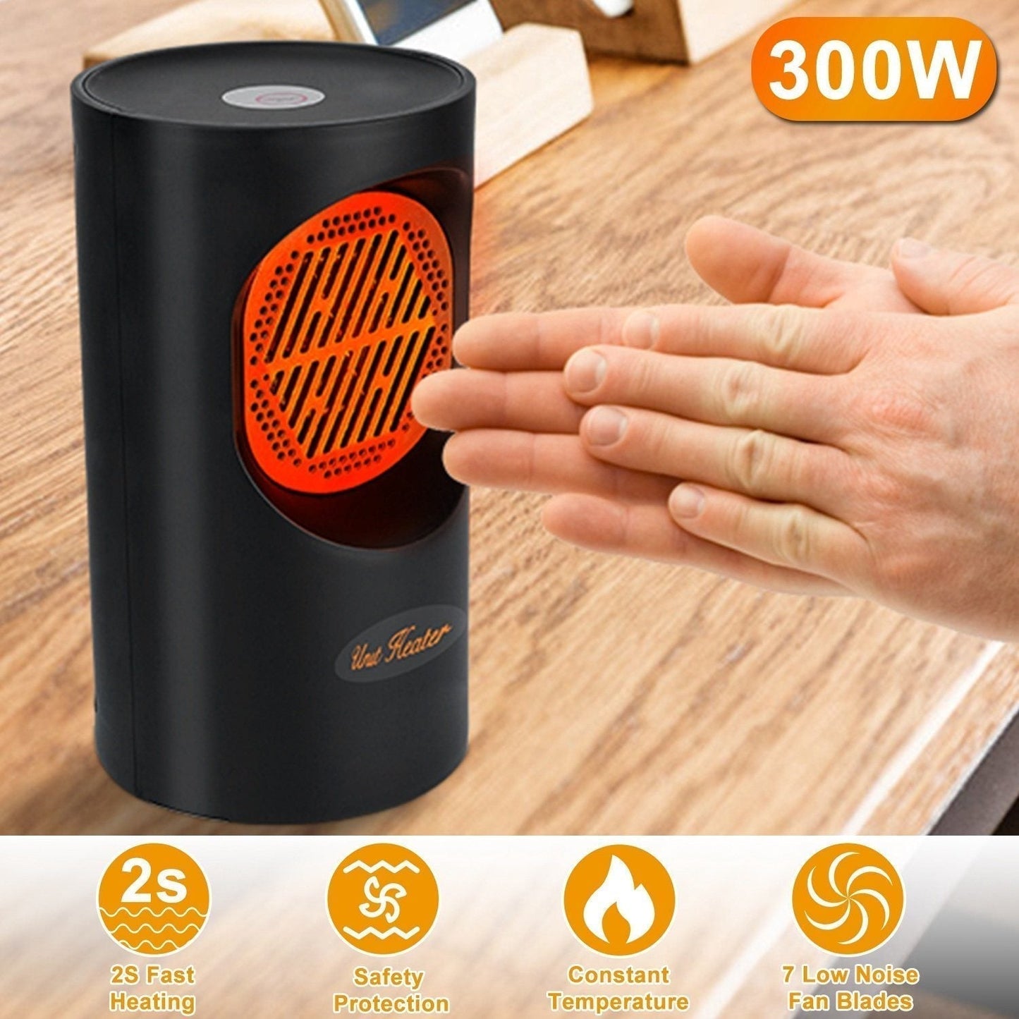 Compact 300W Personal Electric Space Heater