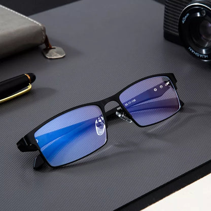 Stylish Blue Blocker Glasses with Slim Metal Frame - Cofik